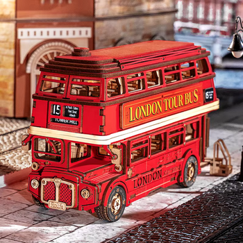 Dřevěná sada Puzzle 3D - London Tour Bus | Robotime