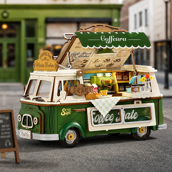 Coffee Truck Leo's – 3D puzzle Rolife, pojízdná kavárna s LED