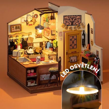 3D mini dům - útulná kuchyně a obývací pokoj