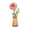 Pink Dahlia – 3D puzzle Robotime, dřevěná jiřinka ve váze