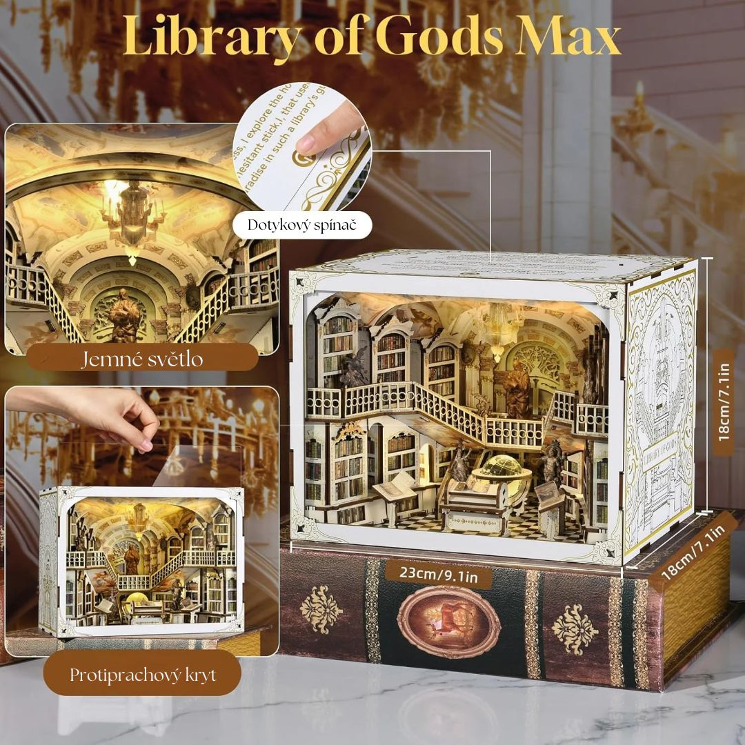 DIY Book Nook - Knihovna bohů Library of Gods MAX | MiniCity – rozměry modelu