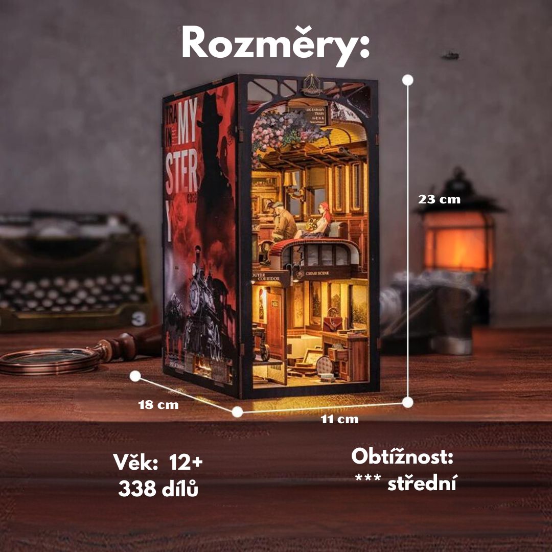 DIY Book Nook - Train Mystery | Cutebee – rozměry modelu