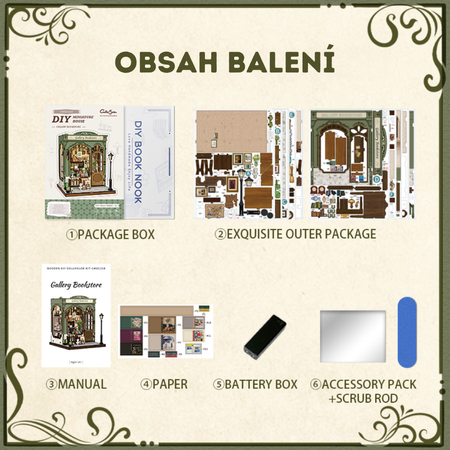 DIY Book Nook - Gallery Bookstore | Cutebee miniaturní domeček 3D puzzle