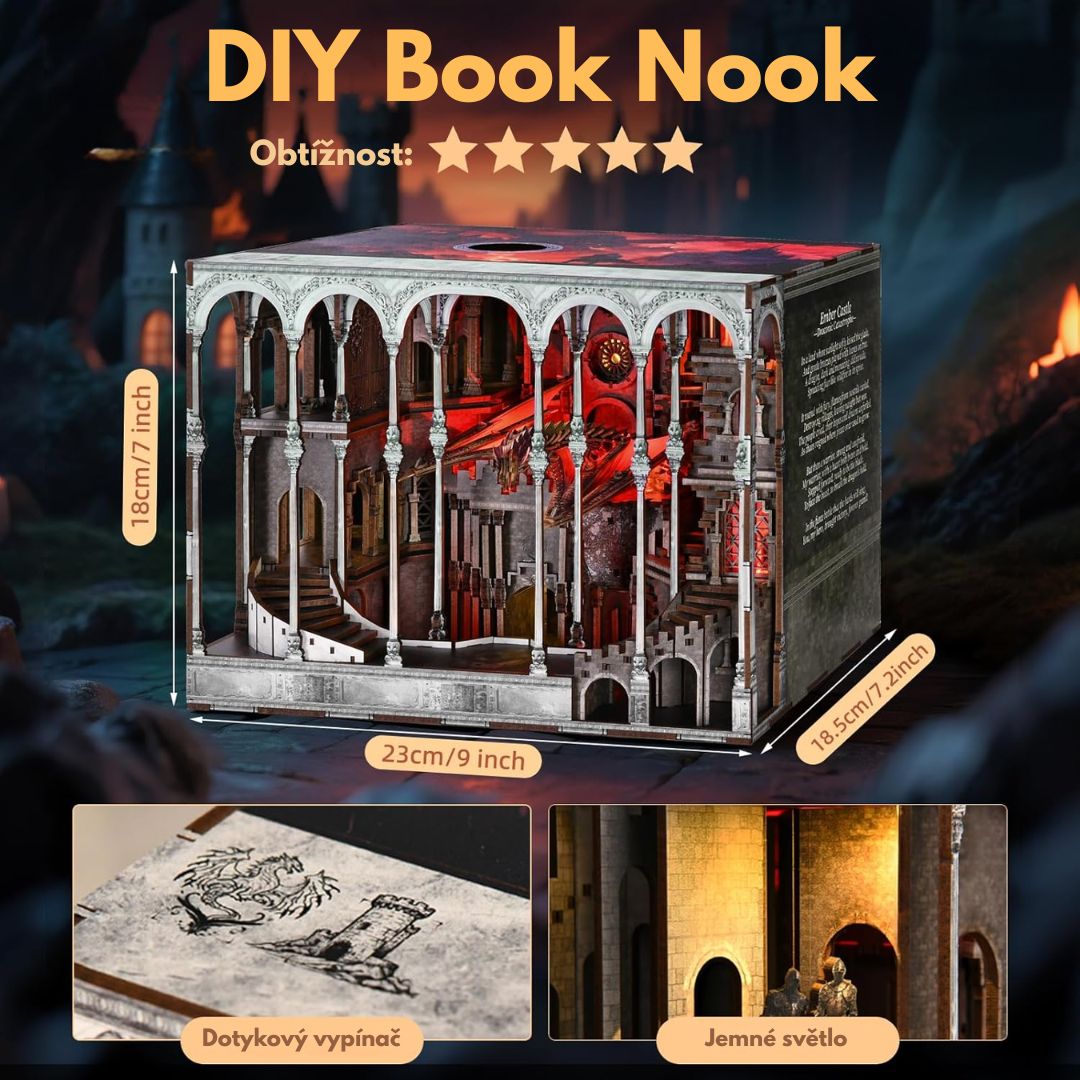 DIY Book Nook - Ember Castle | Miniaturní domeček Minicity – rozměry modelu