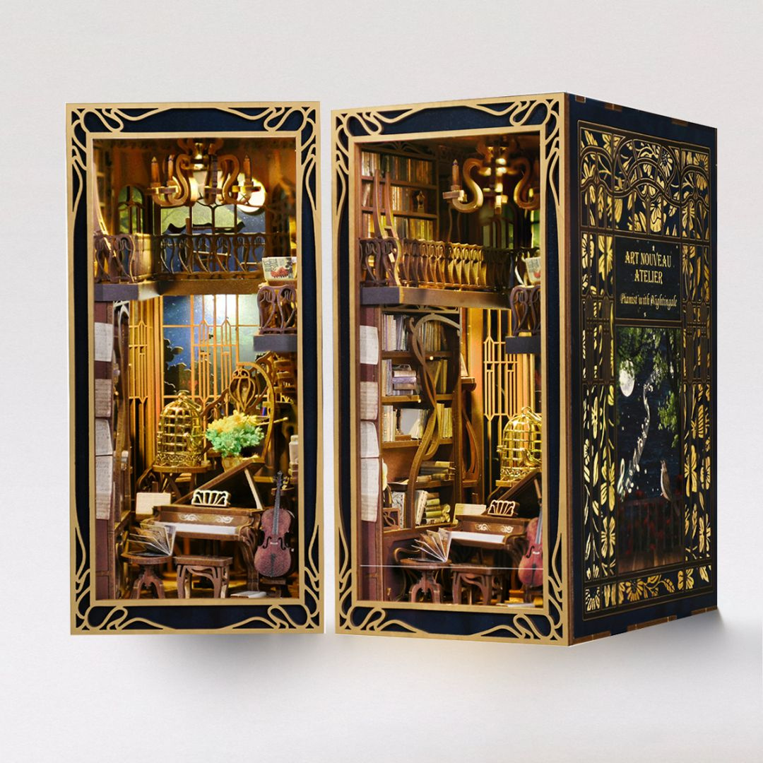 DIY Book Nook - Pianista a slavík Pianist with Nightingale | MiniCity