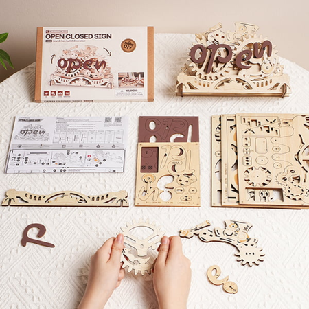 Dřevěná sada Puzzle 3D - otevřená/zavřená | ROKR