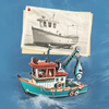 Lucky Trawler – 3D puzzle ROKR, rybářský kutr s hrací skříňkou na výkyvném stojanu