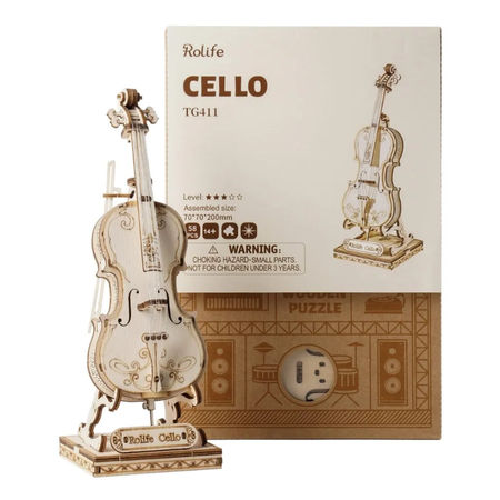 Dřevěná sada Puzzle 3D - violoncello | Cello Robotime