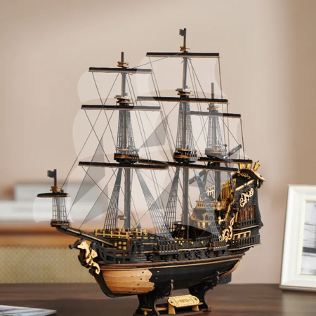 Dřevěná sada Puzzle 3D - Pirátská loď | Rokr gift dřevěné puzzle