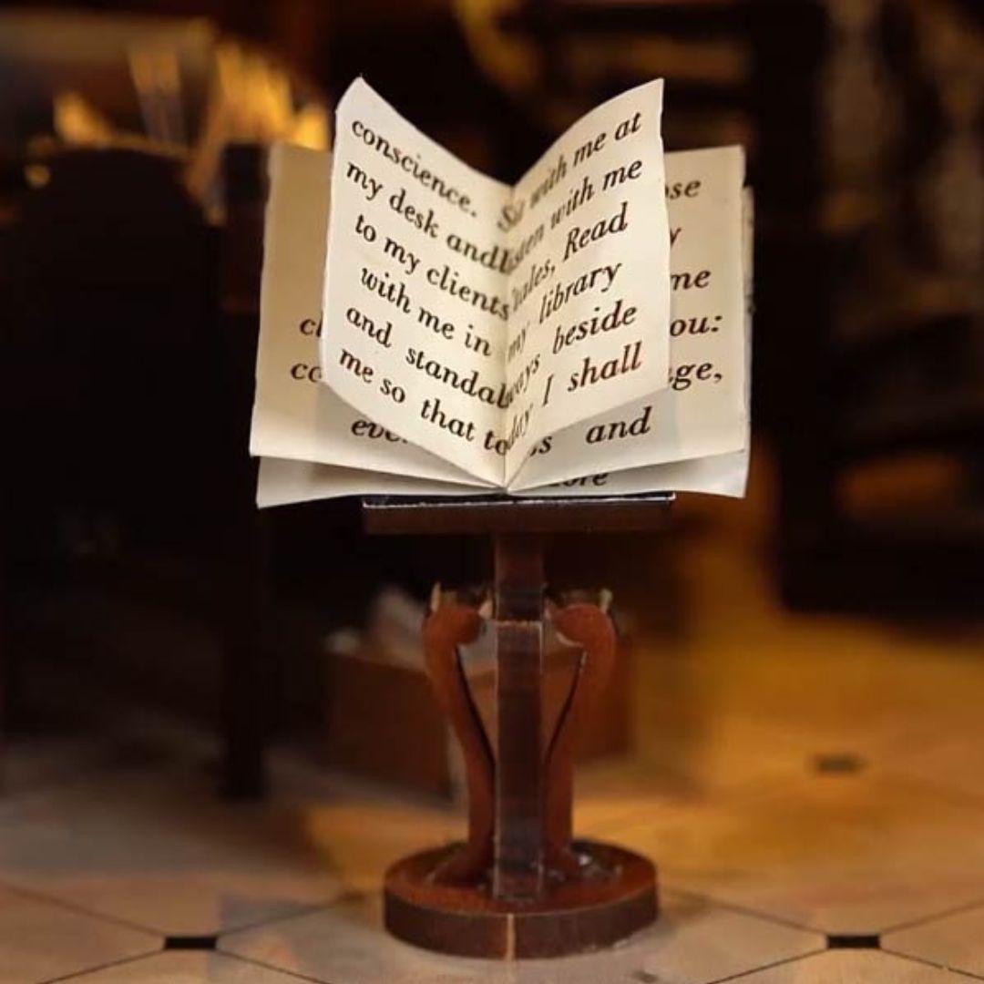 Regály plné knih a detailů – DIY Book Nook - Právnická knihovna Law Library | MiniCity
