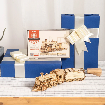 Dřevěná stavebnice Puzzle 3D - Parní lokomotiva a Rolife