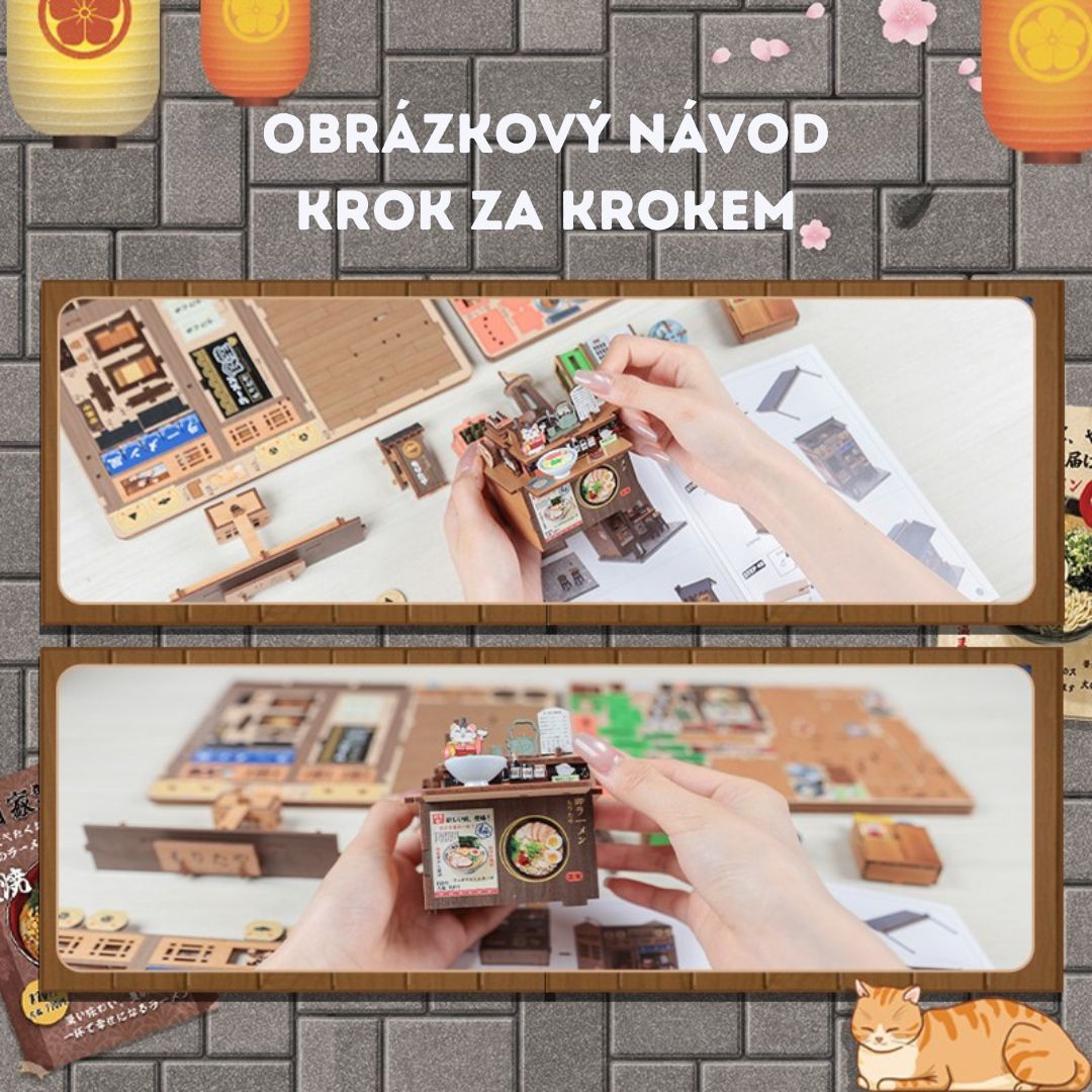 Efekt wow v knihovně – DIY Book Nook - Morita Ramen Shop Cutebee Puzzle 3D