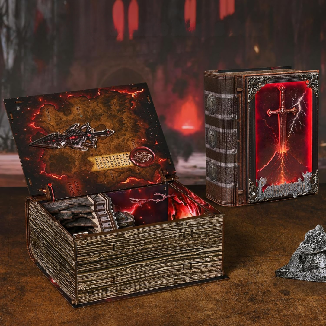 Sword of Fire – DIY Book Nook Minicity | 3D puzzle Dárek – LED osvětlení po setmění