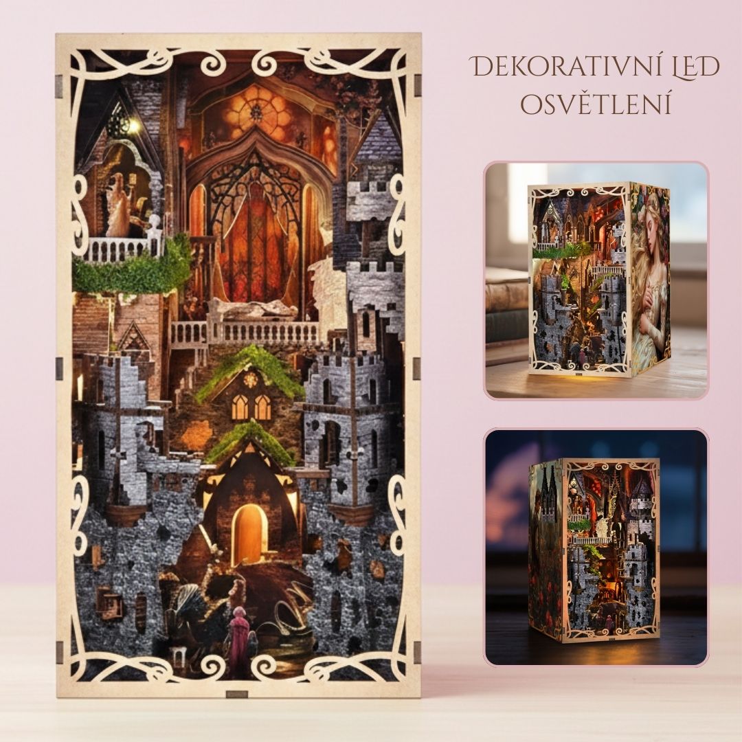 DIY Book Nook - Sleeping Beauty | Mini City – LED osvětlení po setmění