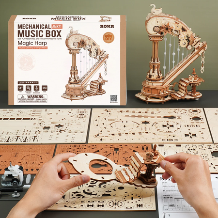 Magic Harp – 3D puzzle ROKR, hrací skříňka s labutí