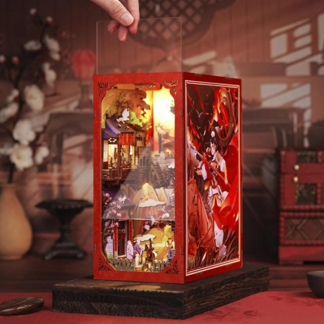 DIY Book Nook - Legenda o Mulan | Cutebee Miniaturní dům – LED osvětlení po setmění