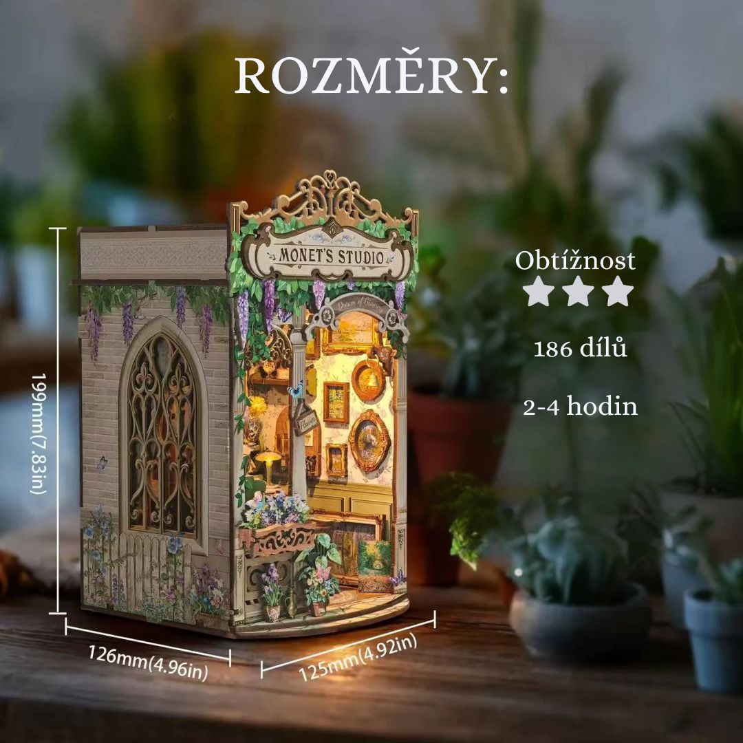 DIY Book Nook - Monet's Studio – rozměry modelu
