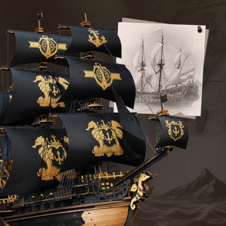 Dřevěná sada Puzzle 3D - Pirátská loď | Rokr gift dřevěné puzzle