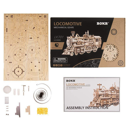 Dřevěná stavebnice Puzzle 3d - Lokomotiva | Robotime ROKR