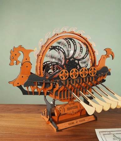 Dřevěná sada Puzzle 3D - Vikingská loď | ROKR dřevěné puzzle dárek