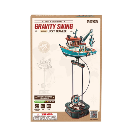 Lucky Trawler – 3D puzzle ROKR, rybářský kutr s hrací skříňkou na výkyvném stojanu