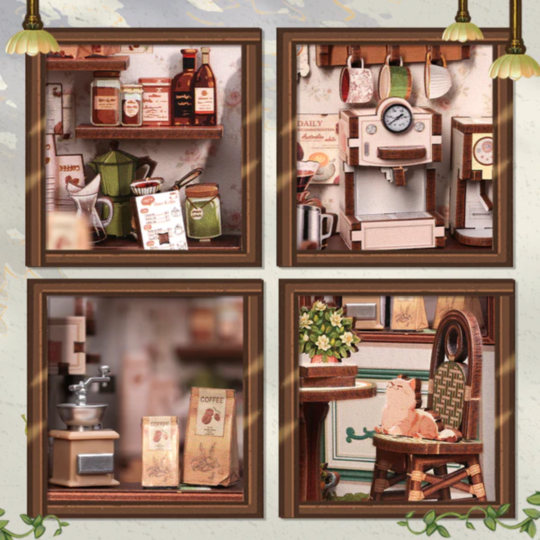 Útulný kout kavárny – DIY Book Nook - Slunečná kavárna | Cutebee