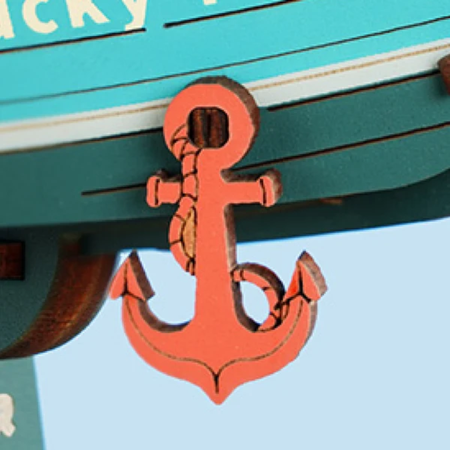 Lucky Trawler – 3D puzzle ROKR, rybářský kutr s hrací skříňkou na výkyvném stojanu