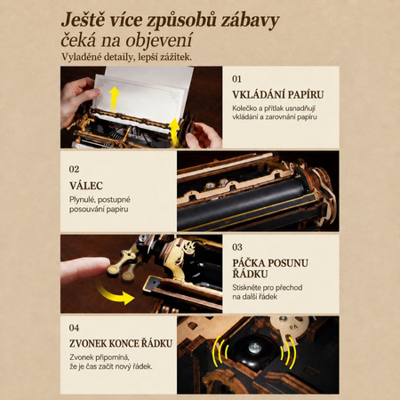 Psací stroj – 3D puzzle ROKR, funkční klávesy