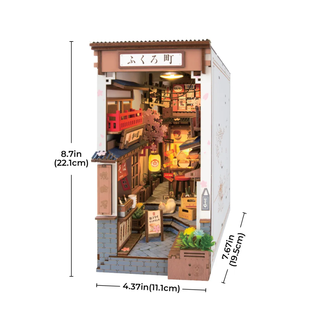 DIY Book Nook - Sakura Wine Alley | Robotime – rozměry modelu