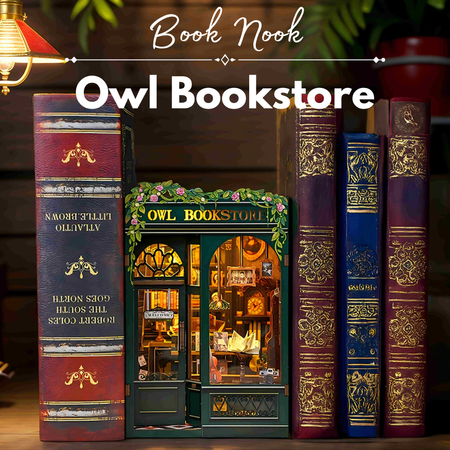 DIY Book Nook - Owl Bookstore | Miniaturní dům Cutebee