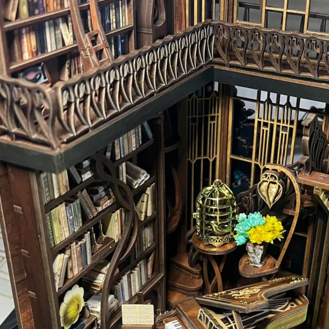 Umělecký akcent na polici – DIY Book Nook - Pianista a slavík Pianist with Nightingale | MiniCity