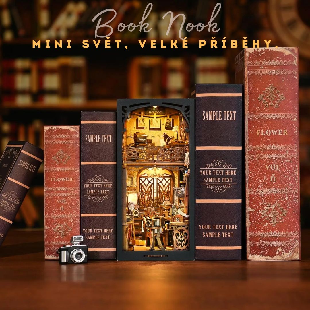 Stativ a velkoformátový fotoaparát – DIY Book Nook - Fotostudio
