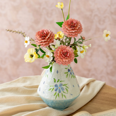 Pink Dahlia – 3D puzzle Robotime, dřevěná jiřinka ve váze