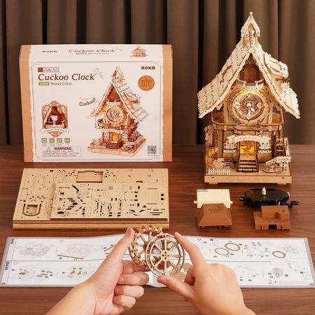 Dřevěná sada Puzzle 3D - Hodiny s kukačkou | ROKR