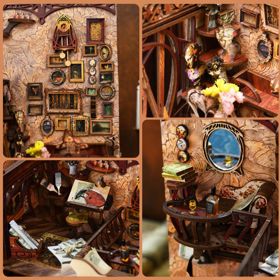 Stojan a malířské potřeby – DIY Book Nook - Malířský ateliér Painter's Day at Dusk | MiniCity