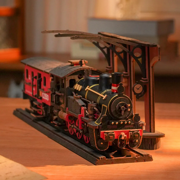 Steam Journey – 3D puzzle Robotime, parní lokomotiva (405 dílků)