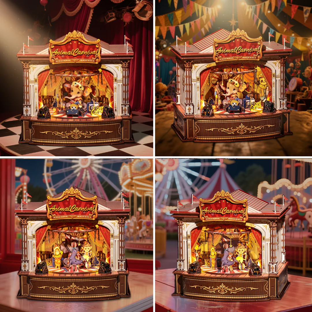 DIY Domeček miniatur - Cirkus Cutebee – LED osvětlení po setmění