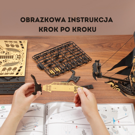 Dřevěná sada Puzzle 3D - Pirátská loď | Rokr gift dřevěné puzzle