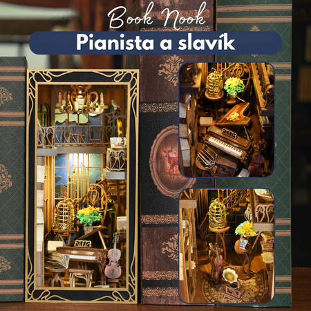 DIY Book Nook - Pianista a slavík Pianist with Nightingale | MiniCity