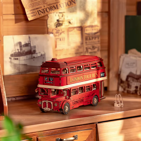 Dřevěná sada Puzzle 3D - London Tour Bus | Robotime