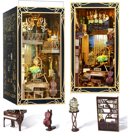 DIY Book Nook - Pianista a slavík Pianist with Nightingale | MiniCity