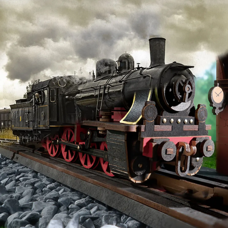 Steam Journey – 3D puzzle Robotime, parní lokomotiva (405 dílků)