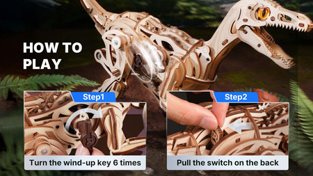 Dřevěná sada Puzzle 3D - Velociraptor | Rokr gift dřevěné puzzle