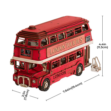 Dřevěná sada Puzzle 3D - London Tour Bus | Robotime