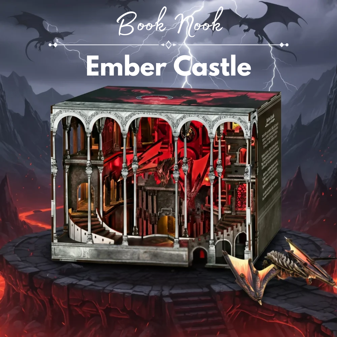DIY Book Nook - Ember Castle | Miniaturní domeček Minicity – LED osvětlení po setmění