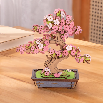 Sakura Bonsai – 3D puzzle Robotime, dřevěná dekorace s motivem japonské třešně