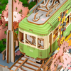 Sakura Journey – 3D puzzle Robotime, tramvaj mezi rozkvetlými třešněmi (223 dílků)