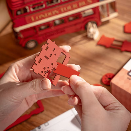 Dřevěná sada Puzzle 3D - London Tour Bus | Robotime