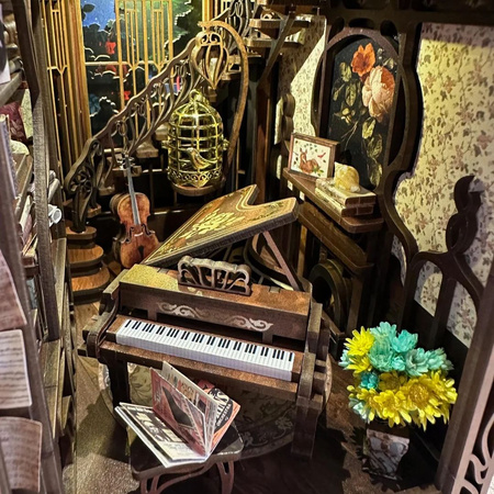 DIY Book Nook - Pianista a slavík Pianist with Nightingale | MiniCity