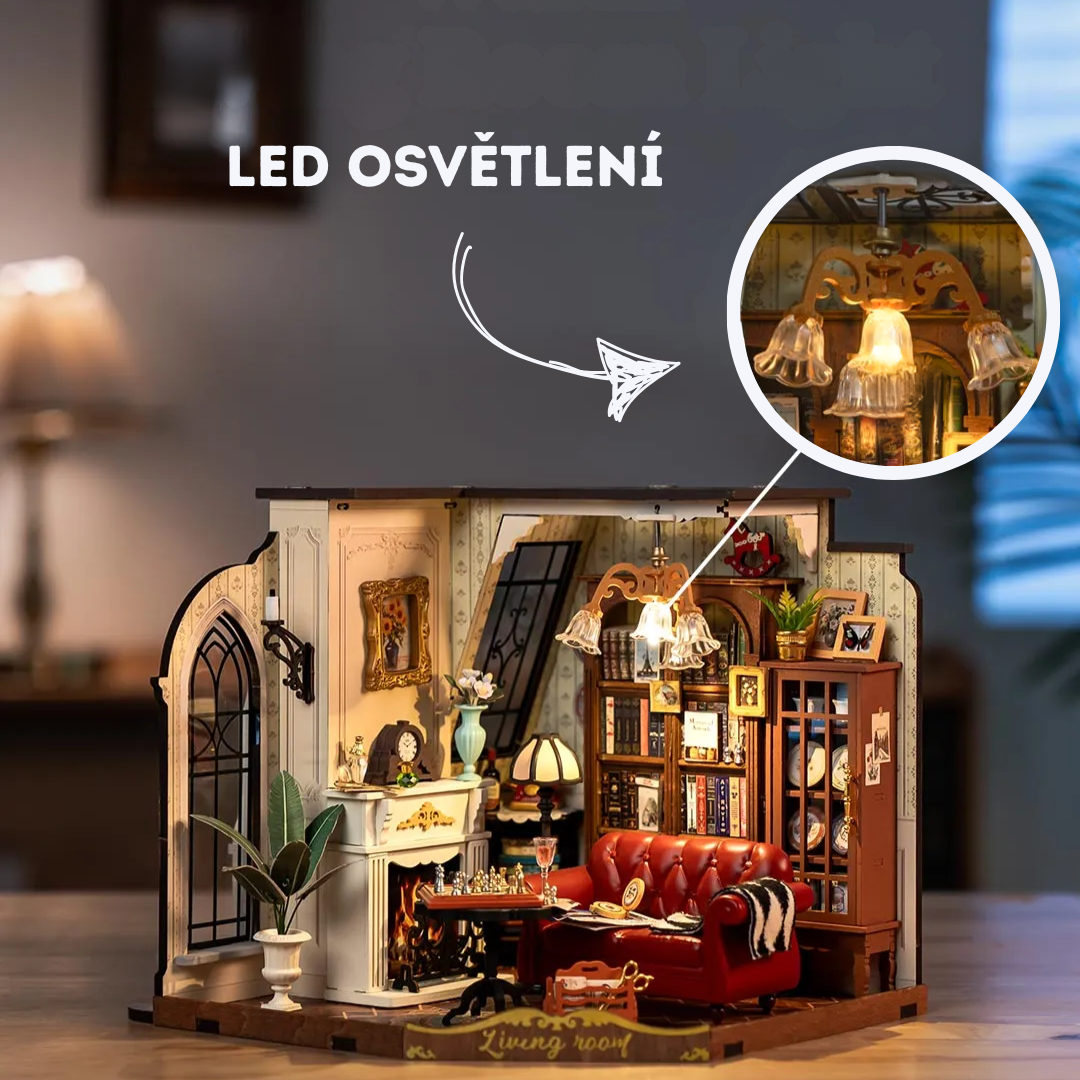 Book Nook Obývací pokoj – laserem řezané prvky a snadná DIY montáž